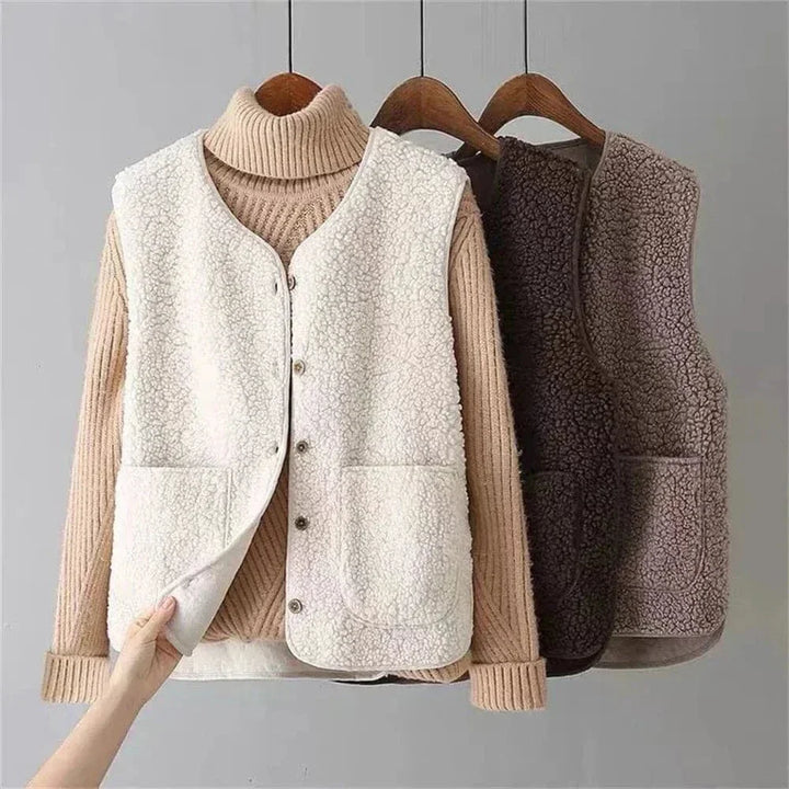 Remy | Gilet Polaire Sans Manches Boutonné Crème