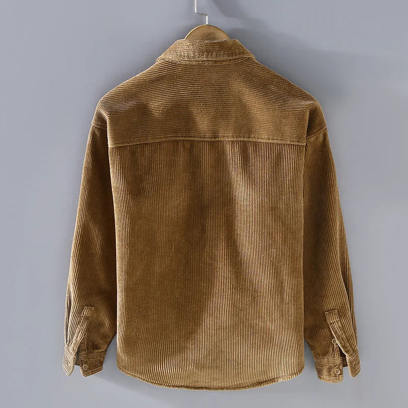 Remy | Veste Chemise Verte Velours Côtelé Doublée Sherpa
