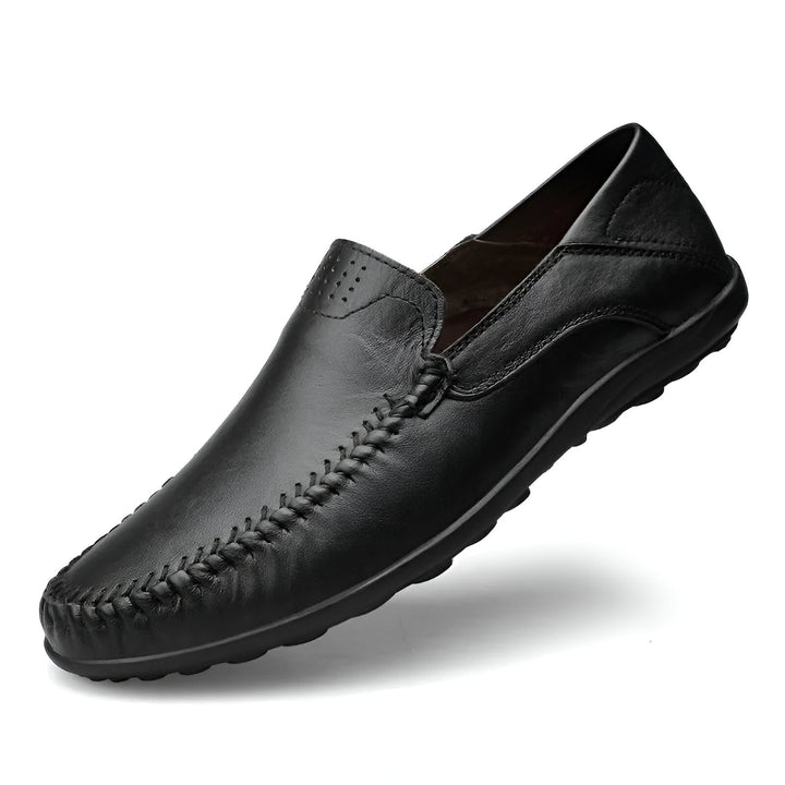 Romain | Mocassins Cuir Noir Homme à Enfiler