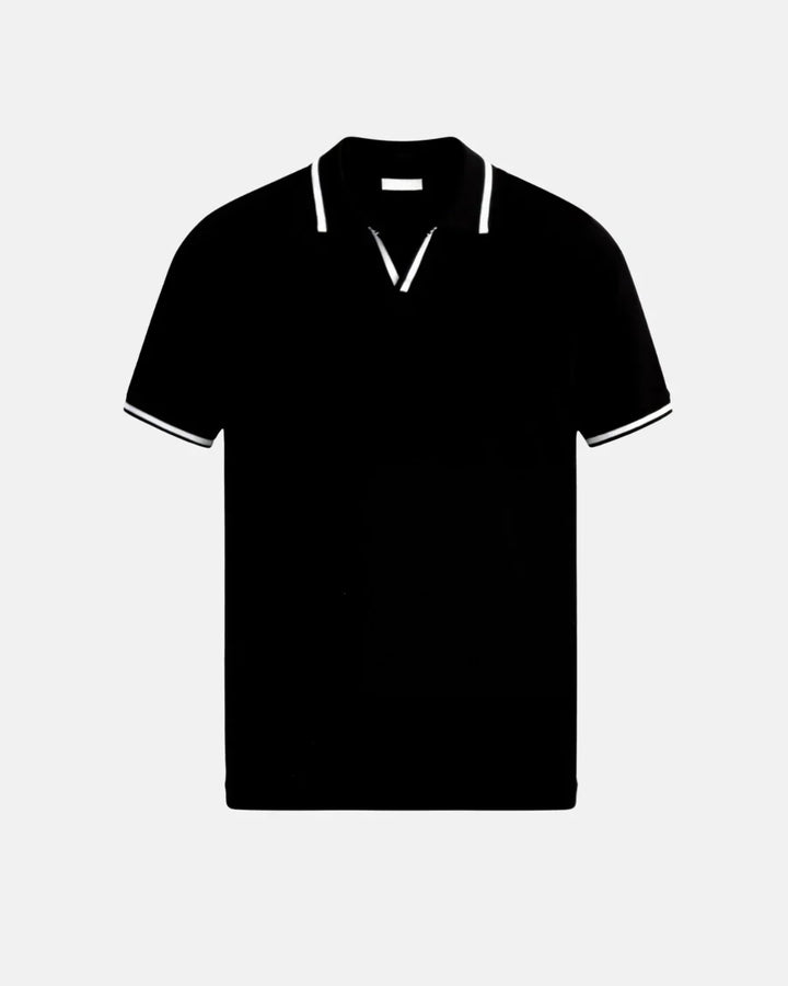 Romain | Polo Homme Maille Écru Liseré Noir