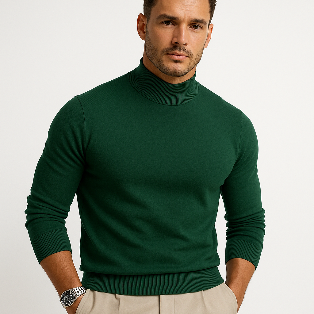 Romain | Pull Col Roulé Homme Blanc Ajusté
