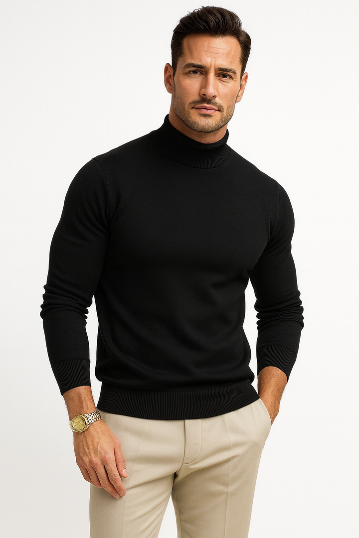 Romain | Pull Col Roulé Homme Blanc Ajusté