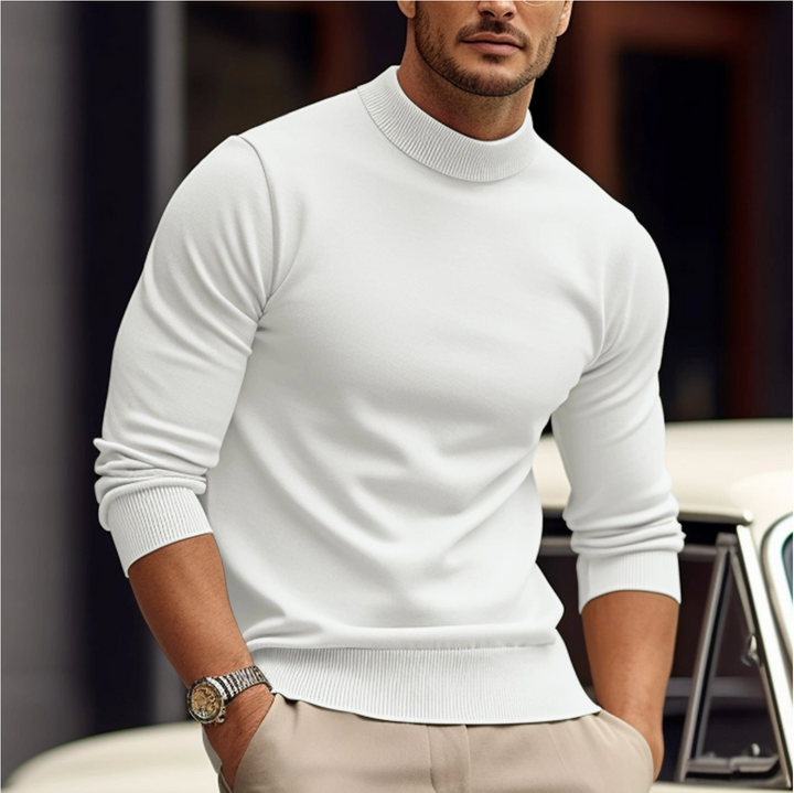 Romain | Pull Col Roulé Homme Blanc Ajusté