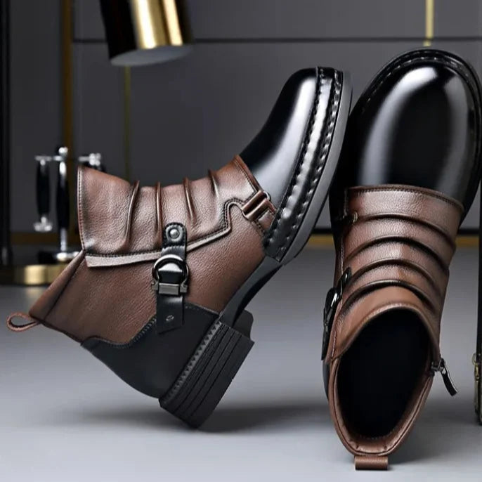Pierre | Bottines Homme Cuir Deux Tons Semelle Crantée