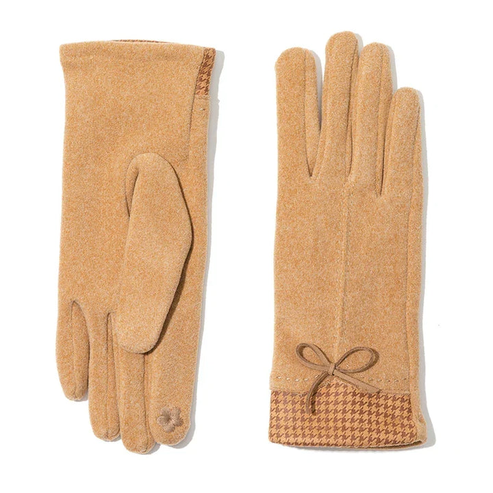 Lucie | Gants Houndstooth Daim Femme Chaud