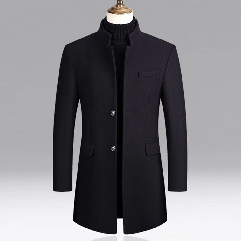 Edouard | Manteau Long Laine Homme Col Montant