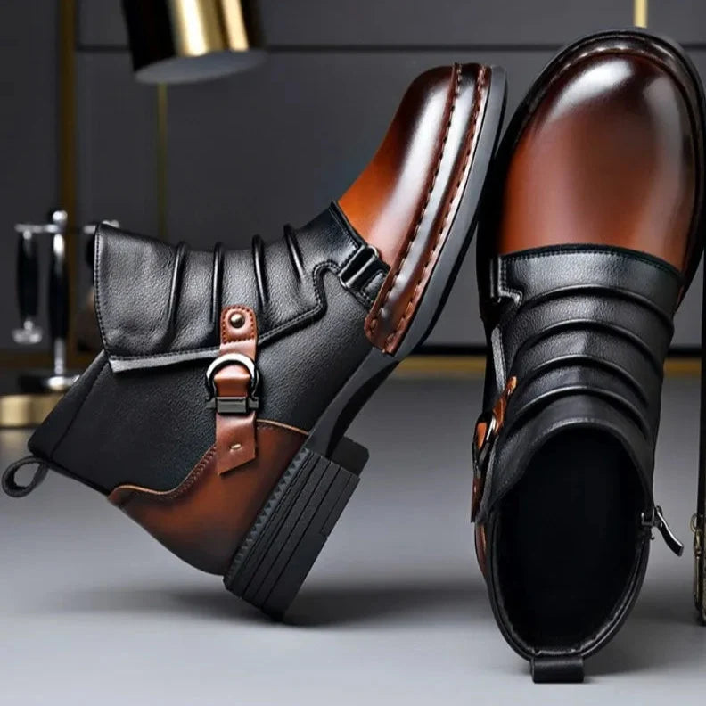 Pierre | Bottines Homme Cuir Deux Tons Semelle Crantée
