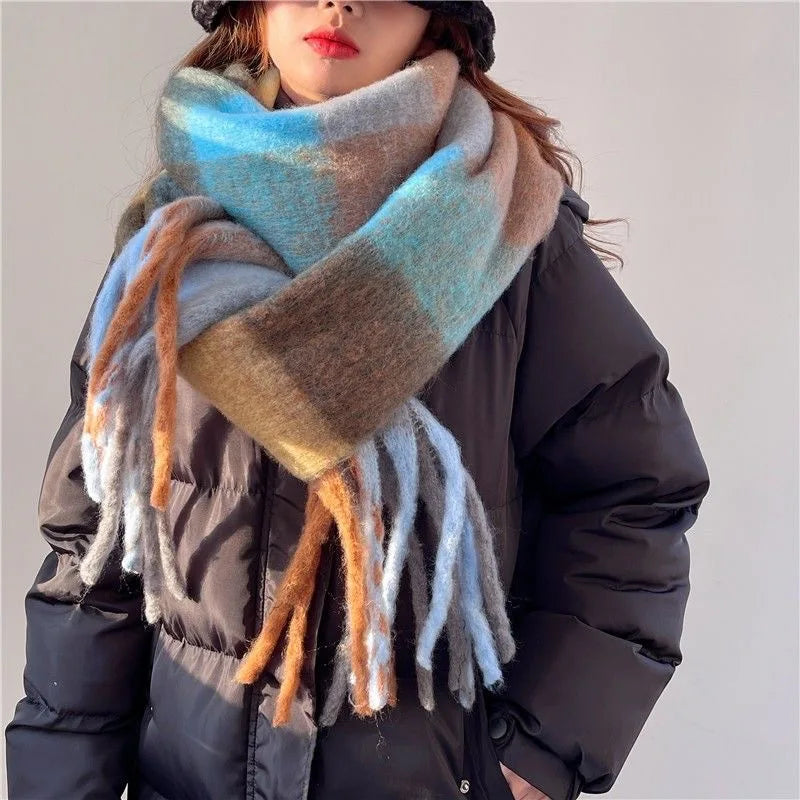 Léa | Écharpe Oversize à Franges Tricot Épais