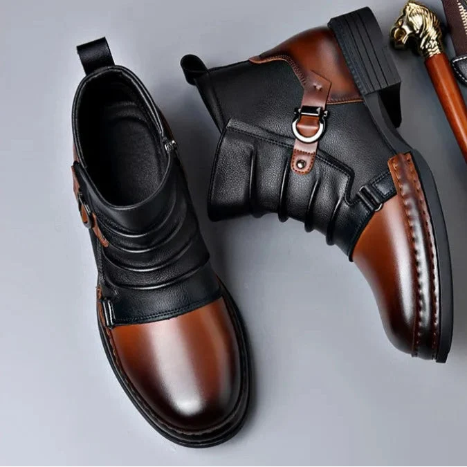 Pierre | Bottines Homme Cuir Deux Tons Semelle Crantée