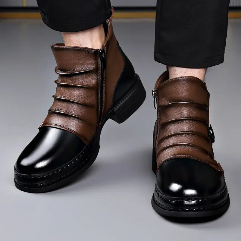 Pierre | Bottines Homme Cuir Deux Tons Semelle Crantée