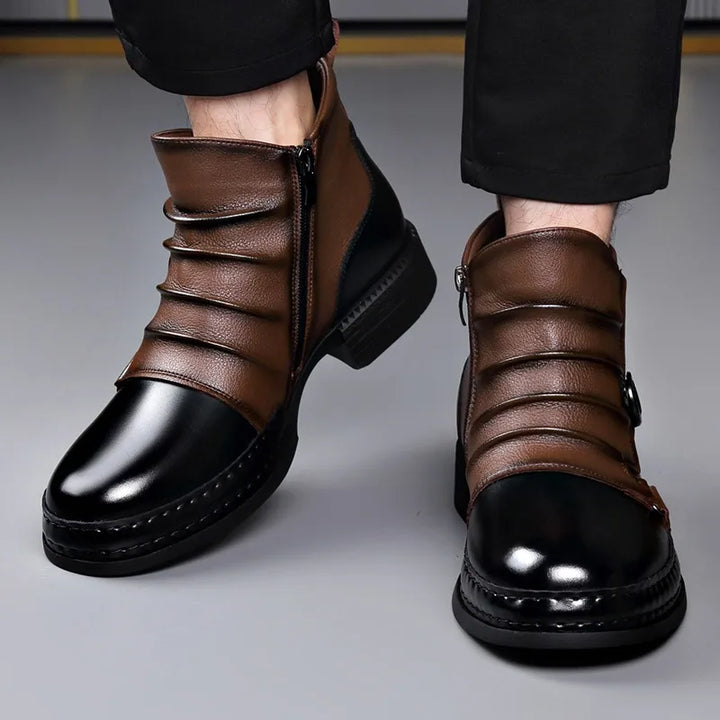 Pierre | Bottines Homme Cuir Deux Tons Semelle Crantée