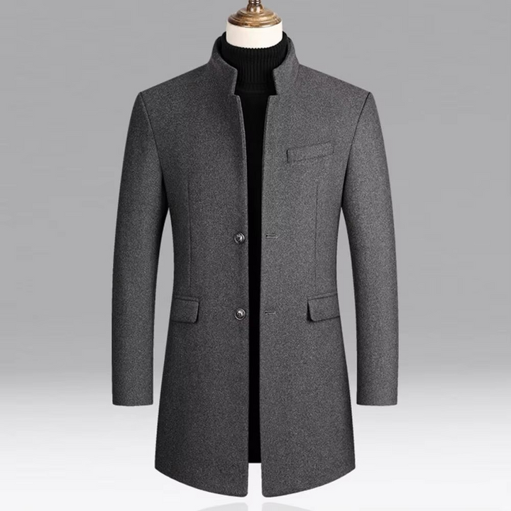 Edouard | Manteau Long Laine Homme Col Montant
