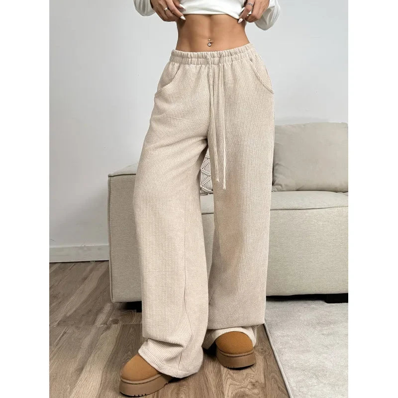 Camille | Pantalon Large Taille Haute Cordon