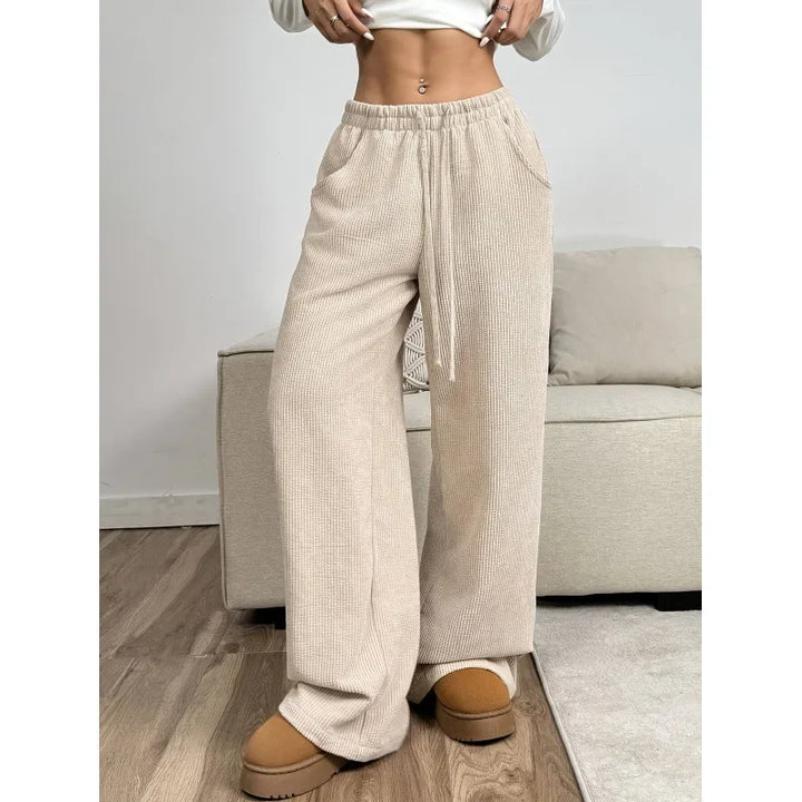 Camille | Pantalon Large Taille Haute Cordon