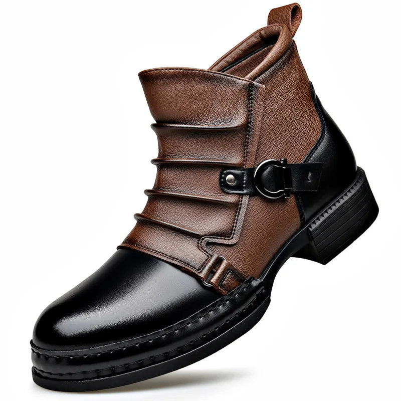 Pierre | Bottines Homme Cuir Deux Tons Semelle Crantée