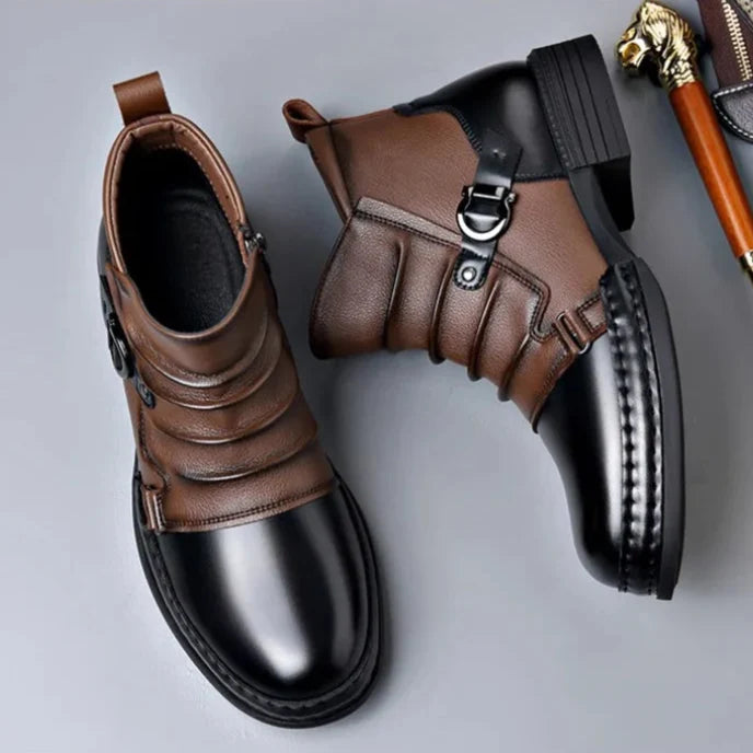 Pierre | Bottines Homme Cuir Deux Tons Semelle Crantée