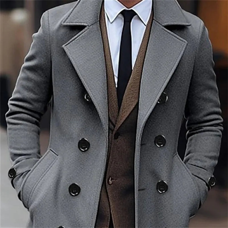Dylan | Manteau Long Homme Laine Double Boutonnage