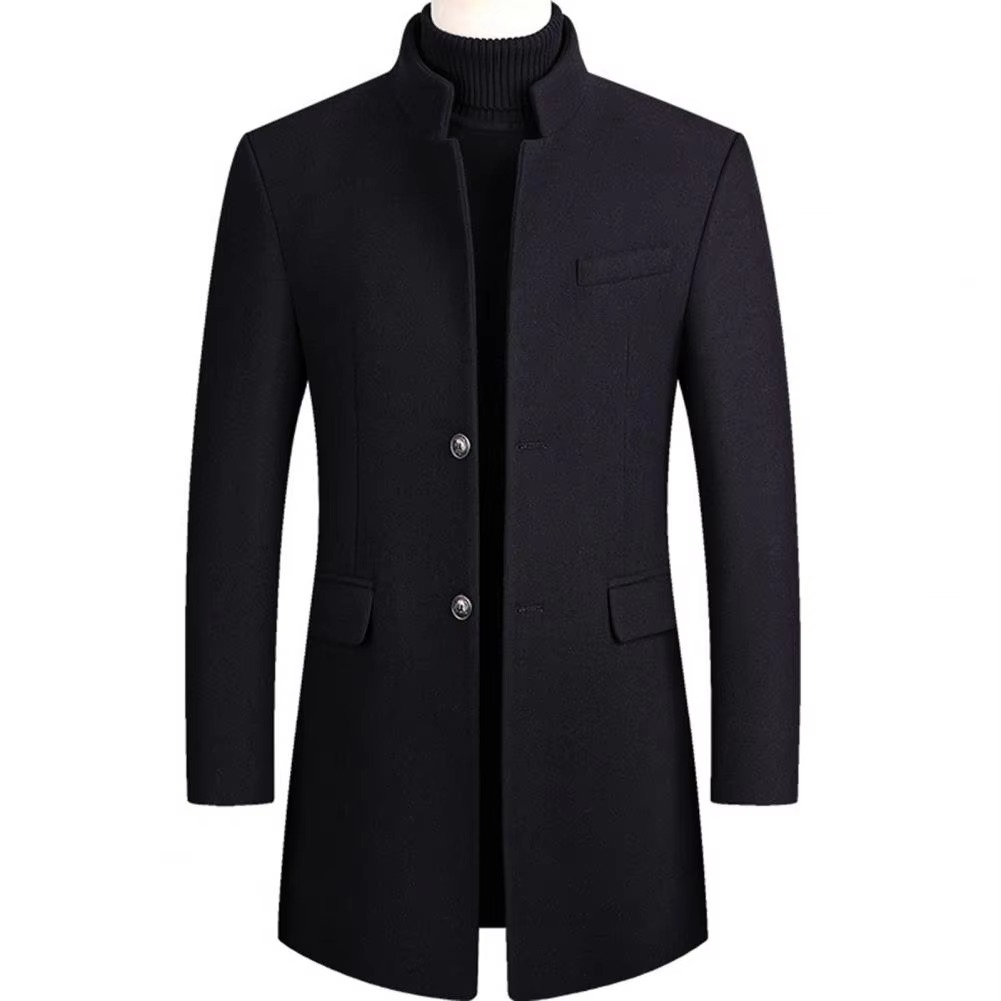 Edouard | Manteau Long Laine Homme Col Montant