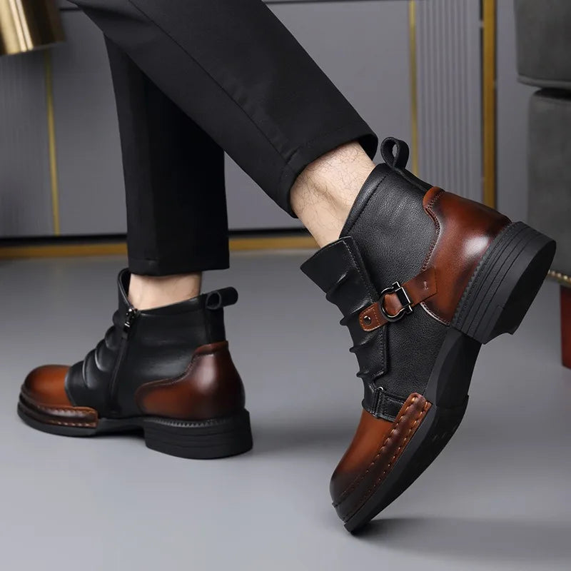 Pierre | Bottines Homme Cuir Deux Tons Semelle Crantée