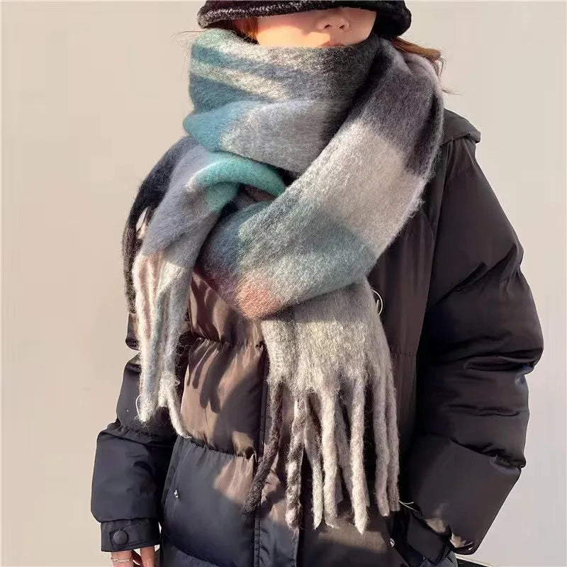 Léa | Écharpe Oversize à Franges Tricot Épais