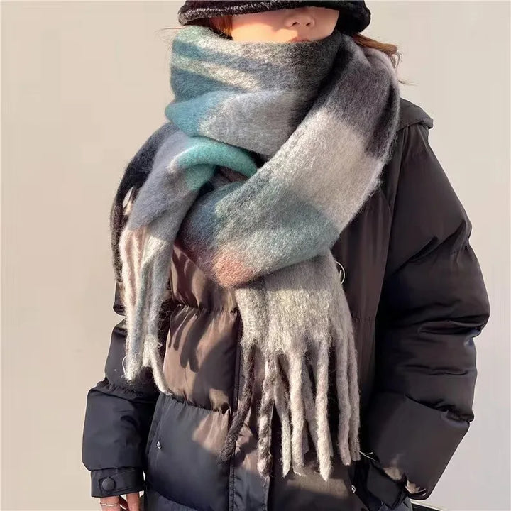 Léa | Écharpe Oversize à Franges Tricot Épais
