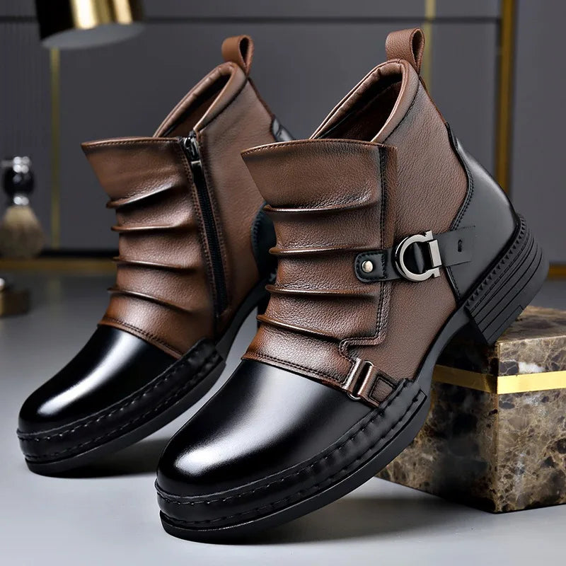 Bottines homme cuir deux tons semelle crantée