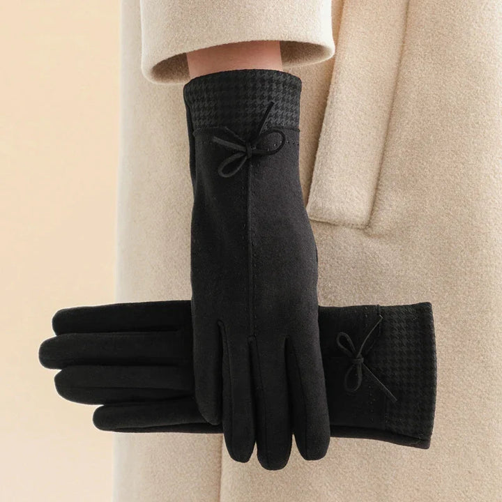 Lucie | Gants Houndstooth Daim Femme Chaud