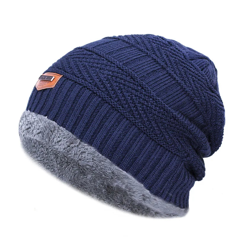 Charlie | Bonnet Maille Noir Doublé Fausse Fourrure