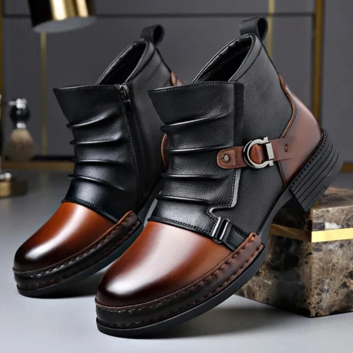 Pierre | Bottines Homme Cuir Deux Tons Semelle Crantée