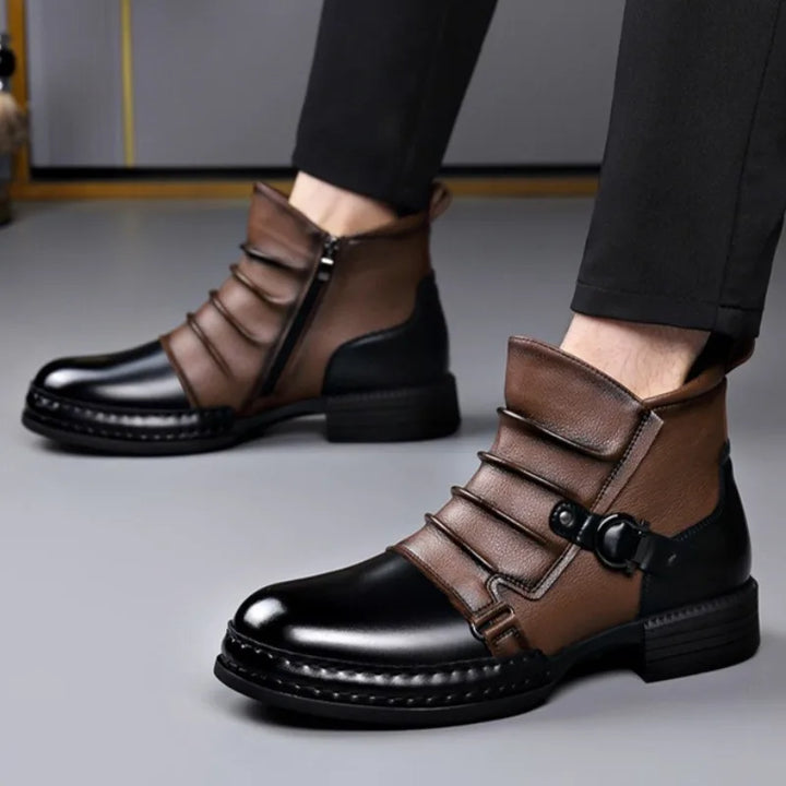 Pierre | Bottines Homme Cuir Deux Tons Semelle Crantée