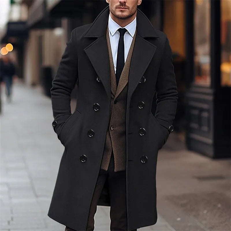 Dylan | Manteau Long Homme Laine Double Boutonnage