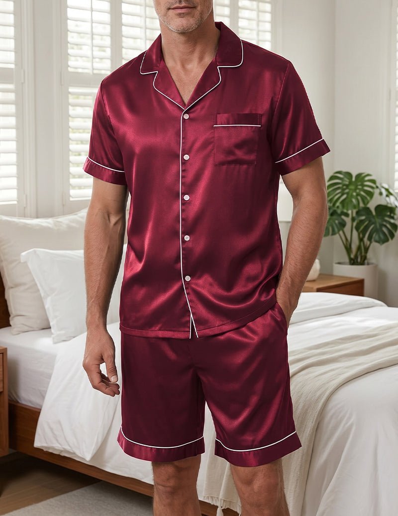 Thibault | Pyjama Homme Short Satin Col Chemise