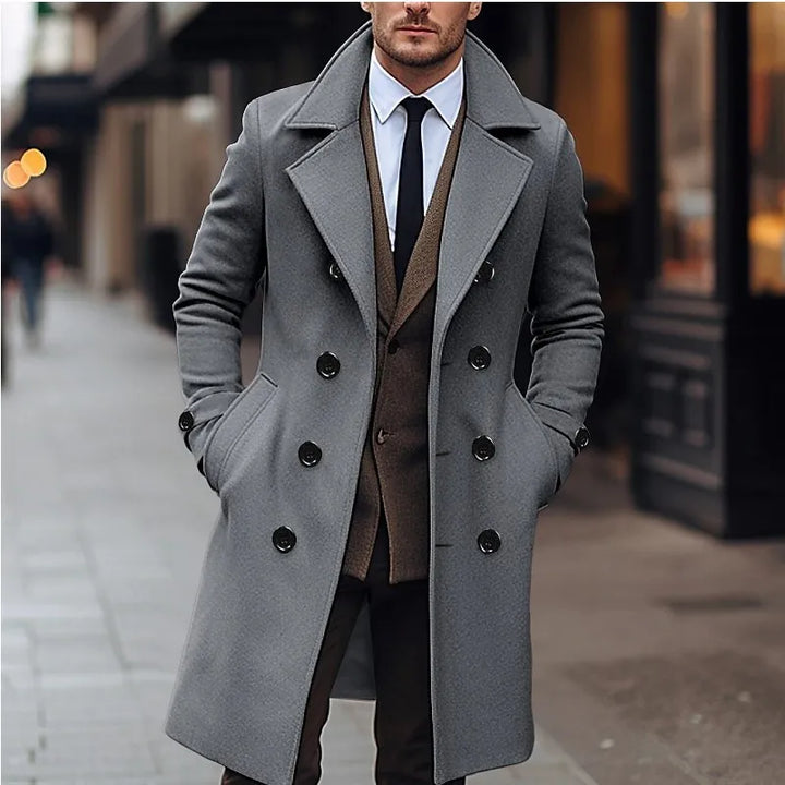 Dylan | Manteau Long Homme Laine Double Boutonnage