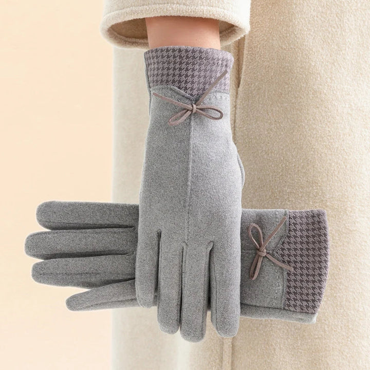 Lucie | Gants Houndstooth Daim Femme Chaud