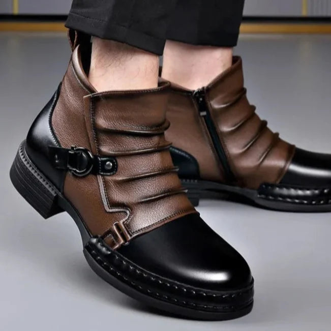 Pierre | Bottines Homme Cuir Deux Tons Semelle Crantée