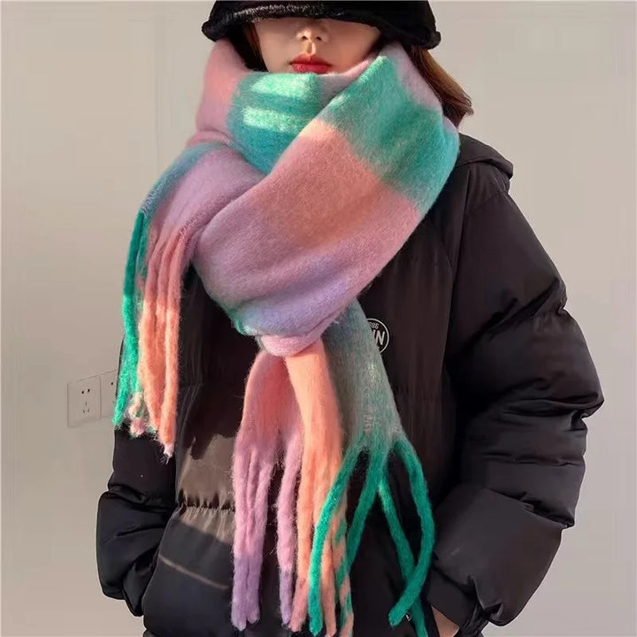 Léa | Écharpe Oversize à Franges Tricot Épais