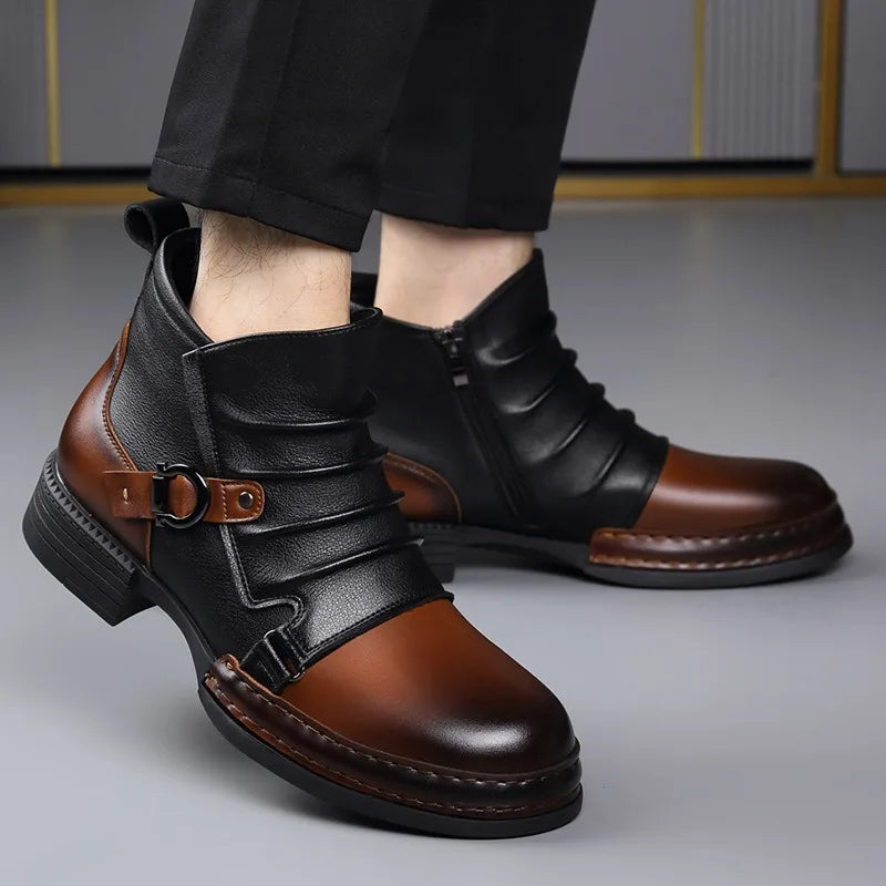 Pierre | Bottines Homme Cuir Deux Tons Semelle Crantée