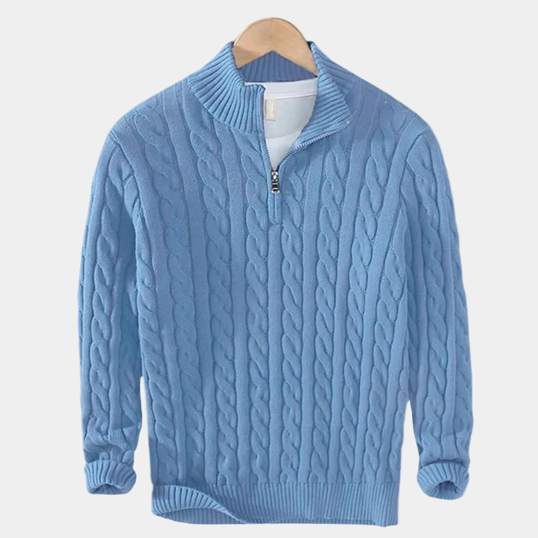 Simon | Pull Homme Col Zippé Maille Torsadée