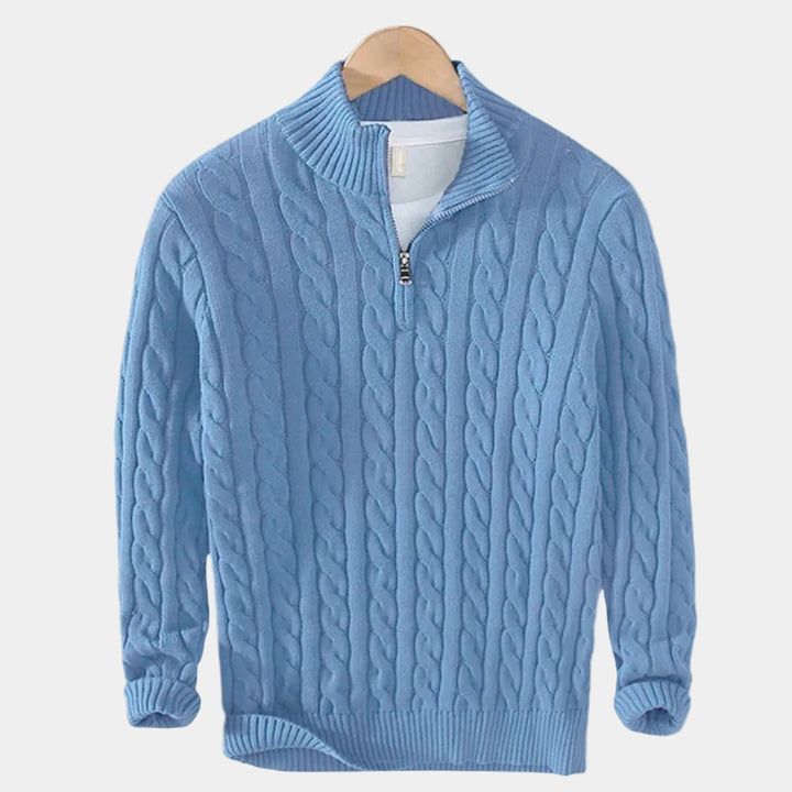Simon | Pull Homme Col Zippé Maille Torsadée