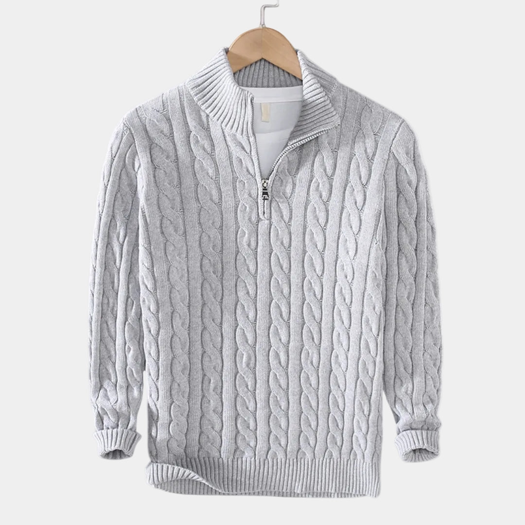 Simon | Pull Homme Col Zippé Maille Torsadée