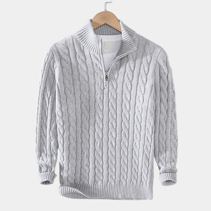 Simon | Pull Homme Col Zippé Maille Torsadée