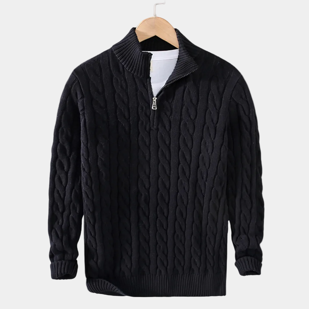 Simon | Pull Homme Col Zippé Maille Torsadée