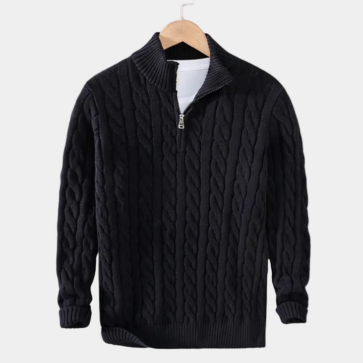 Simon | Pull Homme Col Zippé Maille Torsadée