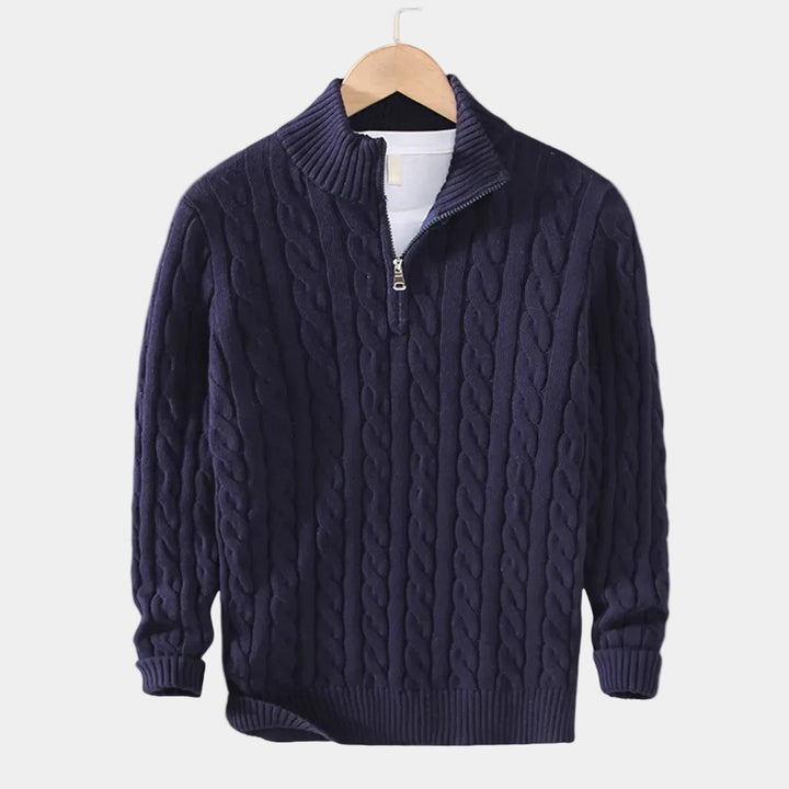 Simon | Pull Homme Col Zippé Maille Torsadée