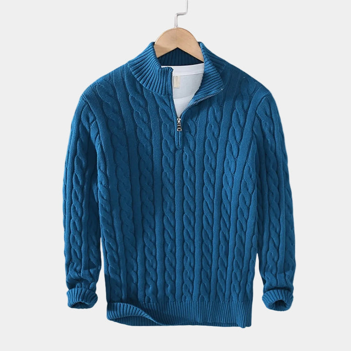 Simon | Pull Homme Col Zippé Maille Torsadée