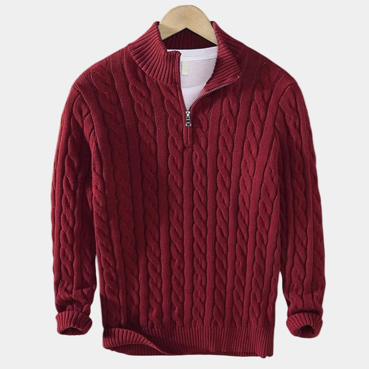 Simon | Pull Homme Col Zippé Maille Torsadée