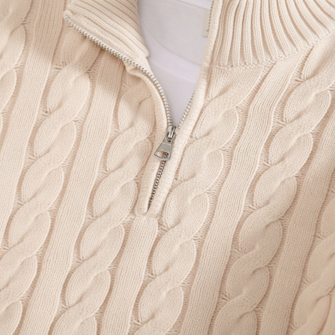 Simon | Pull Homme Col Zippé Maille Torsadée