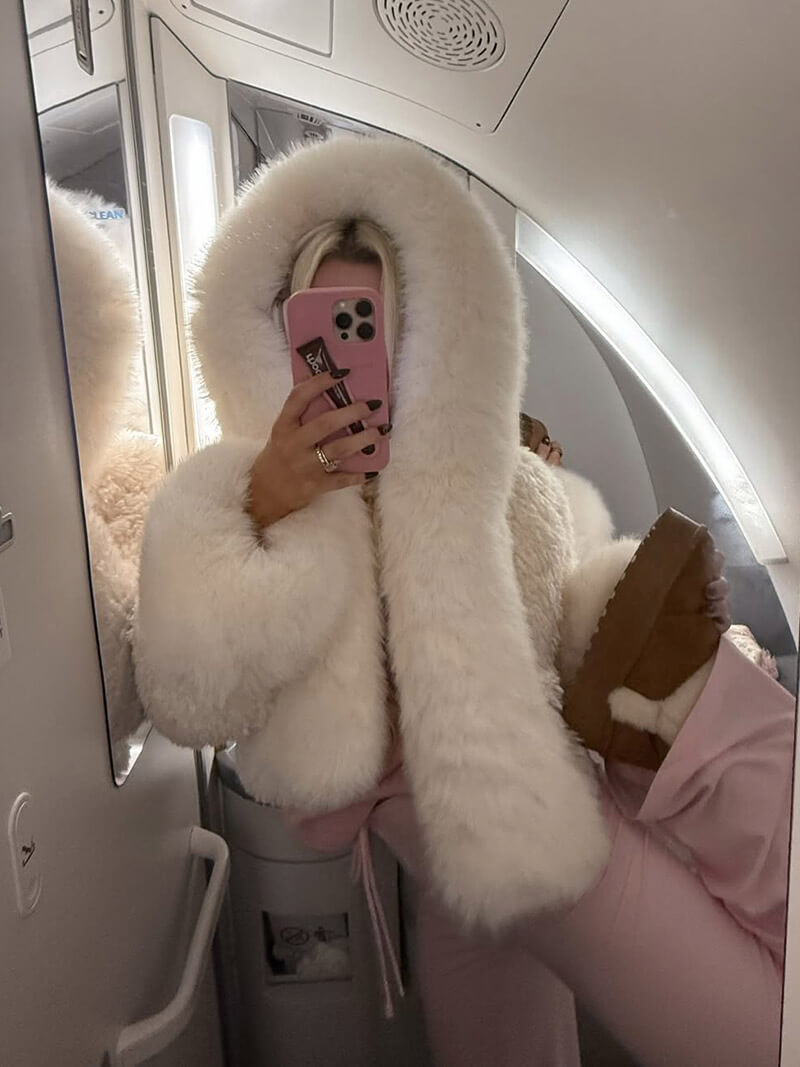 Eva | Veste Capuche Fausse Fourrure Crème