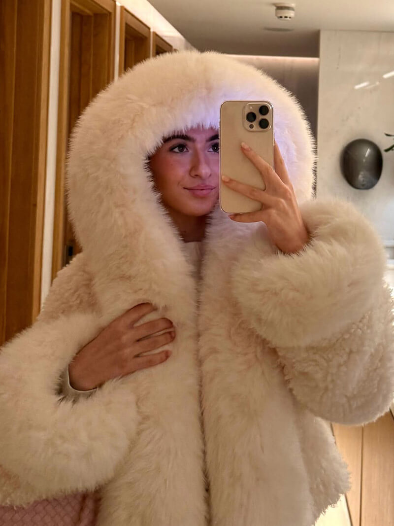 Eva | Veste Capuche Fausse Fourrure Crème