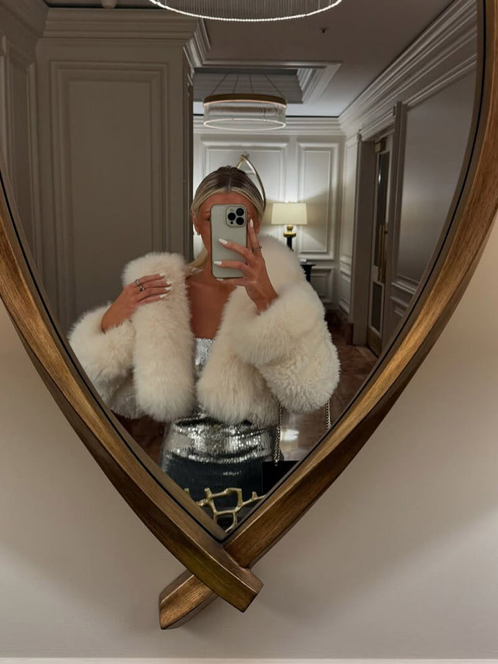 Eva | Veste Capuche Fausse Fourrure Crème